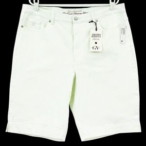 Gloria Vanderbilt Womens Stretch Bermuda Shorts Plus 18 White Slimming Denim NWT